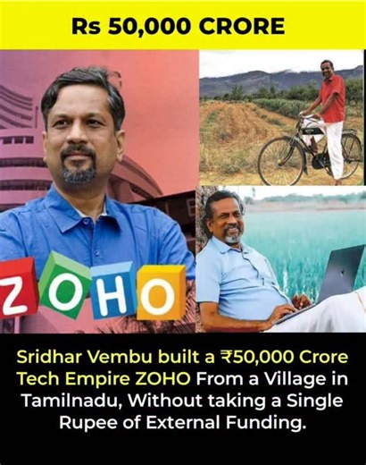 Sridhar Vembu — the visionary founder and CEO of Zoho Corporation, one of the world’s most successful software and CRM companies. 💻🌏 Founded in 1996, Zoho focuses on powerful office suites and web-based business tools. Today, it stands as a global tech leader with over 50 million users worldwide — all built without a single rupee of external funding! 💪 Despite his success, Sridhar Vembu remains deeply humble — living simply, often seen in traditional attire, and driving a modest Toyota. 🚗✨ A