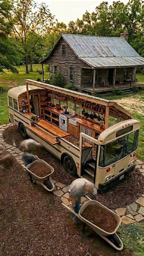 I Turned an Abandoned Bus into a LUXURY Kitchen! 🚌✨