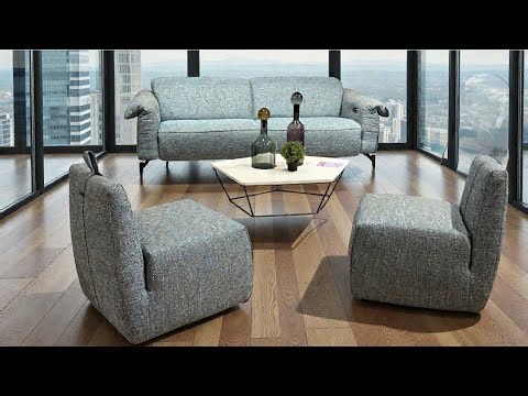 Natuzzi Editions Leggiadro C143 Ex Display Deal | Teal Herringbone Power Recliner