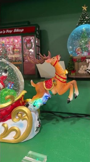 Raz 12" Animated Santa and Reindeer Lighted Water Globe Christmas Decoration 4640559