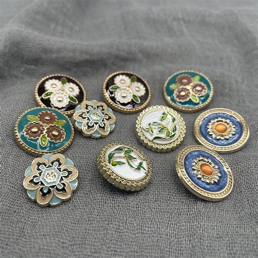 Vintage Enamel Metal Buttons 18–22mm, Floral Palace Style Shank Buttons, Gold Tone Decorative Buttons for Clothing Sewing - Etsy