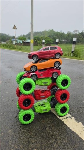 Remote Control Three Moka Car Vs Rc Three Mini Racing Car Stacking 😱 #shorts
