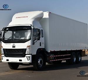 [Hot Item] Sinotruk Homan H3 H5 220HP 290HP 4X4 6X6 Dry Van Box Cargo Middle Cooling Freezer Truck
