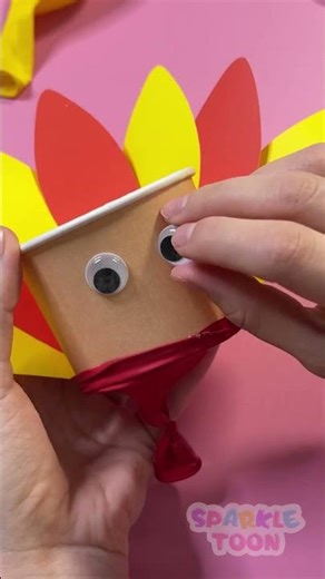 🐓🥤 Easy Paper Cup Turkey Popper! Let’s Craft & Play! 😄 #DIY #Kids