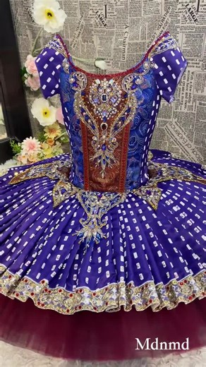 Handmade Royal Blue Ballet Tutu: Red and Gold Decorations, Professional Dance Costume - Etsy