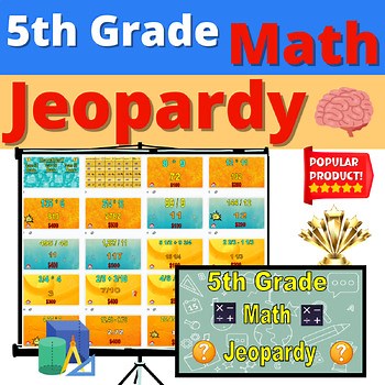 5th Grade Math End of Grade Trivia Jeopardy Group Activity EOG Resource