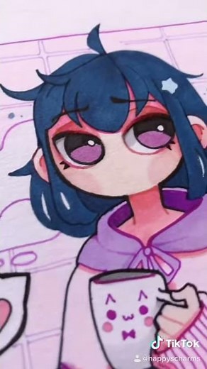 Dreamy Purple Pink Girl Drawing #Shorts