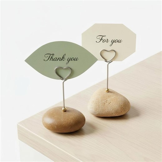 Sticky Note Holder, Stone Memo Clip, Heart Wire Note Stand, Natural Rock Desk Organizer, Table Reserved Sign, Wedding Place Card Holder - Etsy