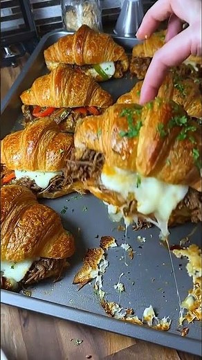 Cheesy Philly Cheesesteak Croissant Sliders | Easy Beef Croissant Recipe