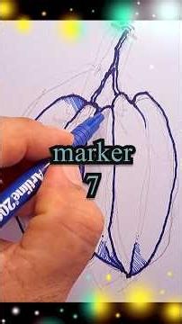 Drawing Star Fruit With Marker Pen | 7. #tutorialdrawing #pencildrawing #simpledrawing