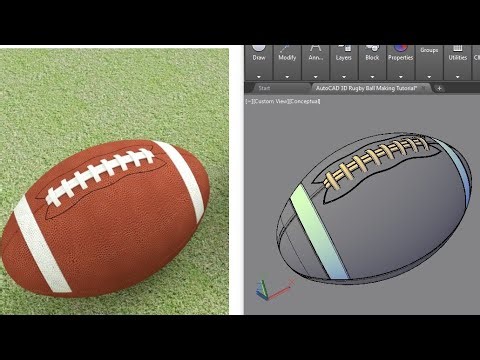 Making 3D Rugby Ball in AutoCAD | AutoCAD 3D Modeling Tutorial Step by Step