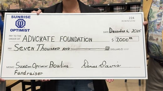 Sunrise Optimist Club of Yuma donates $7,000 check to AdvoKATE Foundation