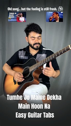 Tumhe Jo Maine Dekha | Main Hoon Na - Easy Guitar Tabs #shorts #guitar #tumhejomainedekha