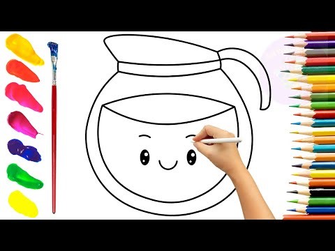 How To Draw cute juice jug. Easy Drawing, Painting & Coloring For Kids and Toddlers_🌈🎨