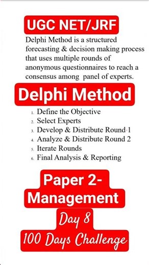 Delphi Method| Explained in 1 minute| UGC NET/JRF 100 Days Challenge 🔥 Day 8 #ugcnet #shorts