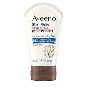 Aveeno Skin Relief Intense Moisture Hand Cream, Fragrance-Free, 3.5 oz | For Very Dry Skin, Soothing Prebiotic Oat, Heals & Moisturizes, Lasts Through Hand Washing