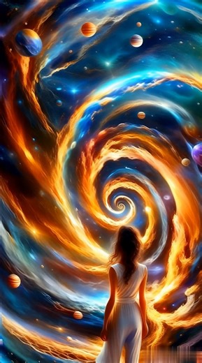 Ai Generated, Woman, Planets. Free Stock Video