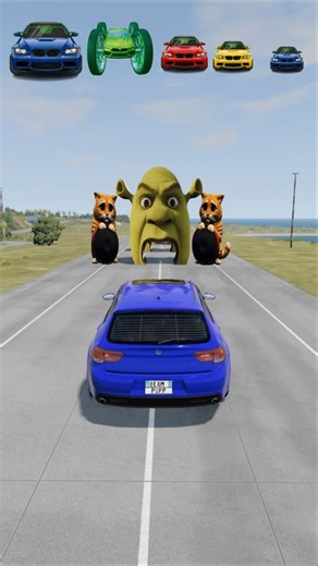 Big and Smal Car vs Shrek vs Puss in Boots - BeamNG.Drive