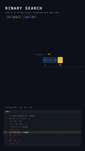 Binary Search Visualized — O(log n) in Action 🎯