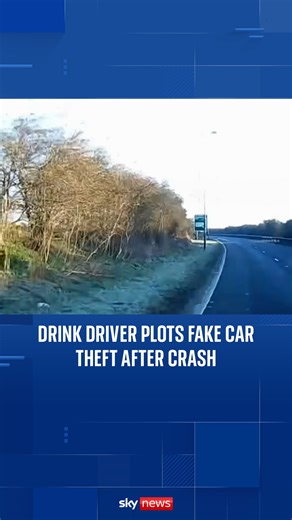 Dashcam footage caught 22-year-old driver Charlie Taylor talking to his friend about planning to file a car theft report after he crashed while drink driving. #car #crash #crime | Sky News