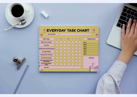 Editable Routine Reward Chart for Muslim Girls and Toddler| Behavior Tracker| Islamic Routine | Printable PDF| Instant Download - Etsy