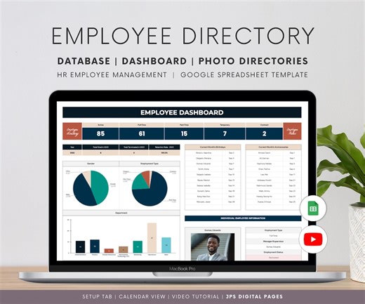 Employee Directory With HR Dashboard and Incidence Report Bonus Tab: Google Sheets Template - Etsy
