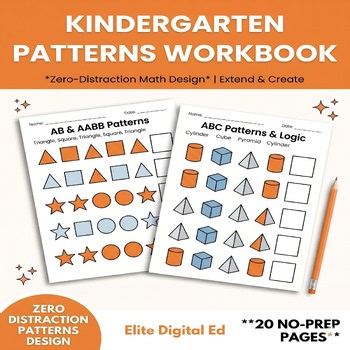 Kindergarten Math Patterns Worksheets | Logic & Sequencing | No Prep Centers