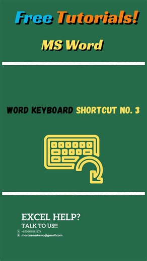 967K views · 8.6K reactions | Word Keyboard Shortcut No. 3 #Excel #MSWord | Marcus Andreno | Facebook