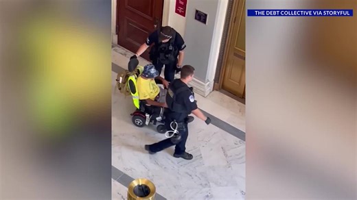 Video shows elderly in wheelchairs being detained following protest at Senate office building