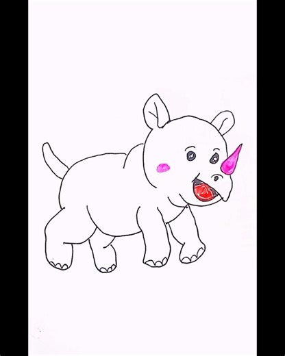 Haw to draw a cute baby Rhinoceros,Rhino easy drawing step by step #animalday #babyanimals