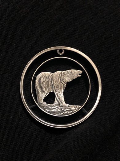 Polar Bear Pendant Hand Cut From Fine Silver Canadian Bullion Round Cut Coin Jewelry Canadian Jewelry Lazy Cat Cut Coins - Etsy