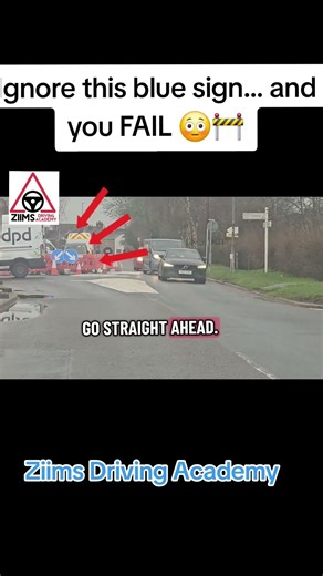 Blue Arrow Roadwork Sign Explained | UK Driving Test Tip 🚧#learnerdriver #drivingtuition