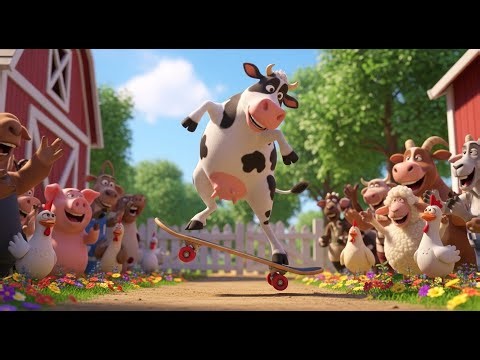 La vaca que andaba en patineta | Canción infantil divertida de animales
