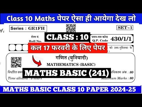 Class 10 Maths Basic 2024-25 l class 10 maths previous year question paper