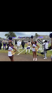 Alcorn State Cheerleaders & Tumblers support ALL sports at Alcorn State University! 1st and 10 Go Braves!! 💜💛📣📣🔥🔥 #AlwaysAlcorn #BravesNation #Cheers | Donna Williams