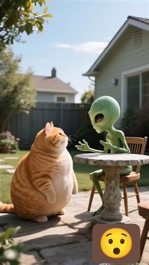 cat and alien 😯 #funny #animation #cartoon #cute