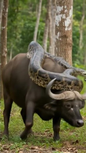 Anaconda attack on Buffalo 🐃 | Anaconda vs Buffalo - #anaconda #wildlife #shorts