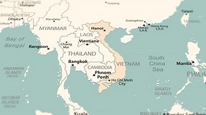 Vietnam on the world map. Smooth map rotation. 4K animation.