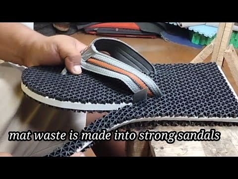 Making flip-flops from a rubber mat