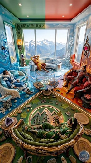 Incredible Avatar Themed Epoxy Floor Room! 🔥🌊🪨🌪 #epoxy #epoxyfloor