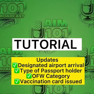 UPDATE: Tutorial para sa karagdagang detalye sa One Health Pass registration. | via DJ Lakwatcha List of Additional Details: ✅Designated airport arrival ✅Type of Passport Holder ✅OFW Category ✅Vaccination Card Issued #AIM101Broadcast #Tutorial #OneHealthPassRegistration | AIM 101 Broadcast