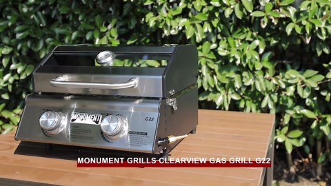 Monument Grills Clearview® 2-Burner Tabletop Propane Gas Grill with 1 Pound Tank Adapter(2 items)