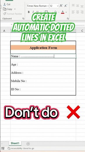 Create Automatic Dotted Lines in Excel Using Custom Formatting | Excel Form Trick
