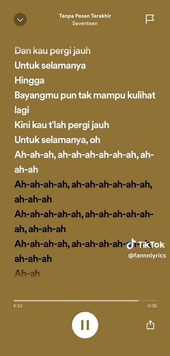 Lirik Lagu Seventeen - Tanpa Pesan Terakhir dan Terjemahan