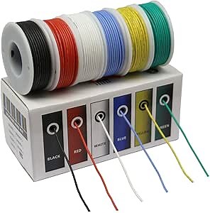 CBAZY™ Hook up Wire Kit (Stranded Wire Kit) 28 Gauge Flexible Silicone Rubber Electric Wire 6 Colors 32.8 feet Each 28 AWG