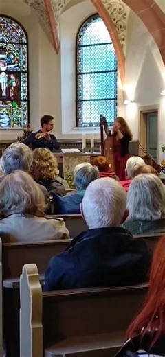 Folk music harp and flute