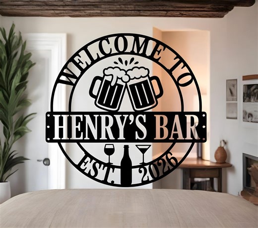 Personalized Bar Sign,Custom Text Bar Sign, Beer Bar Sign, Bar Decor, Bar Metal Signs, Vintage Style Sign, Premium Quality Rustic Metal Sign