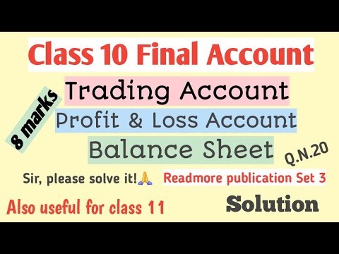 Class 10 Final Account Solution || Readmore Publication set 3 Q.N.20 || 8 Marks || Also for class 11