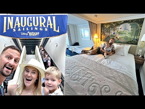 Our Disney Wish Cruise Embarkation Day! | Room Tour, Sail Away Party, Arendelle Dinner, Merch & More