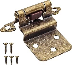 Antique Brass Inset Hinges for Kitchen Cabinet Door, 6 Pack (3 Pairs) Self Closing Hidden Kitchen Cabinet Hinge for Cabinet Doors